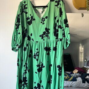 EUC Ava & Viv Balloon Sleeve Midi Dress